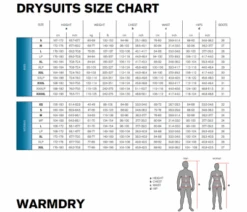 SEAC Warmdry Drysuit -Aqua Lung Diving Shop warmdry size chart